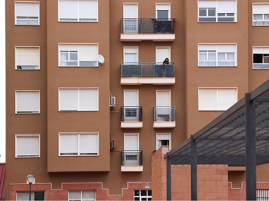 Vista exterior de los bloques de arquitectura residencial
