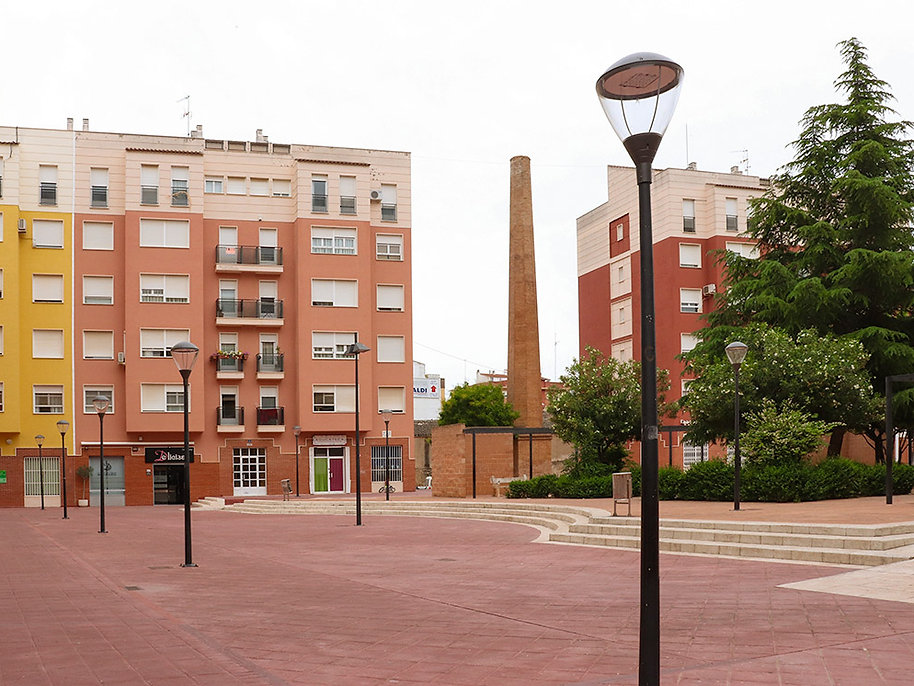 Perspectiva de los edificios de colores y arquitectura residencial